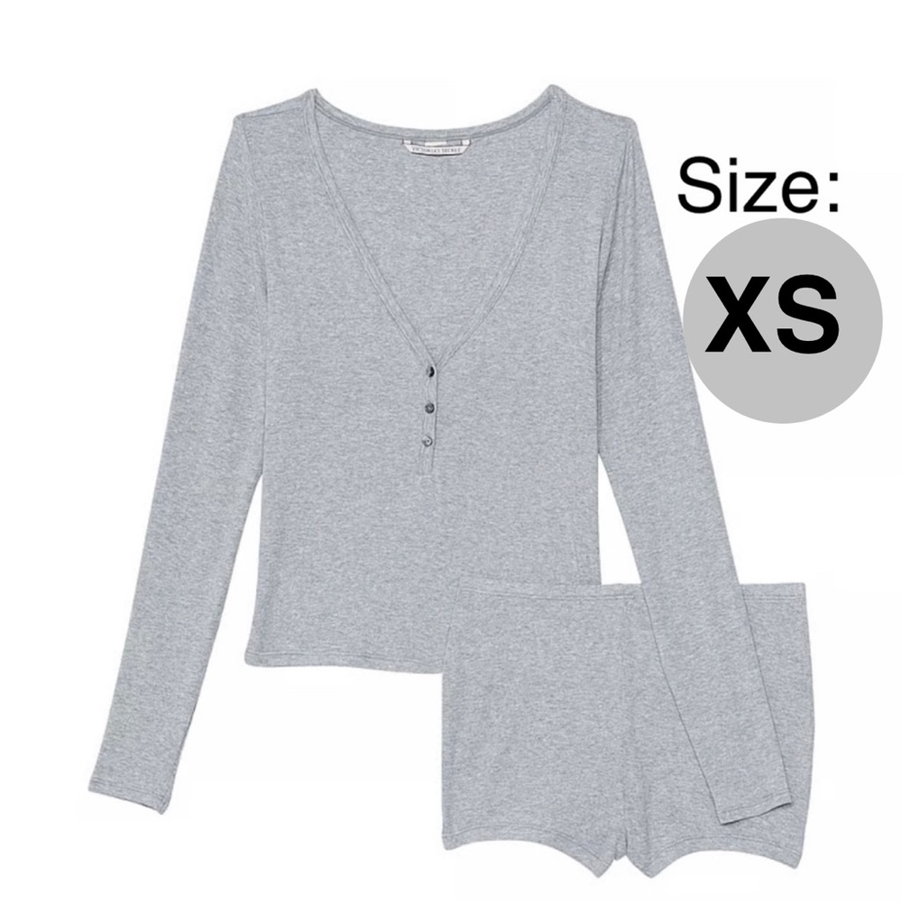 VICTORIA'S SECRET
Ribbed Modal Henley Short Set - NEW